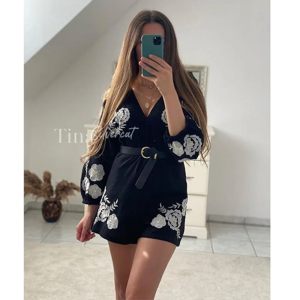 Zara Jumpsuit Romper Black White NWT